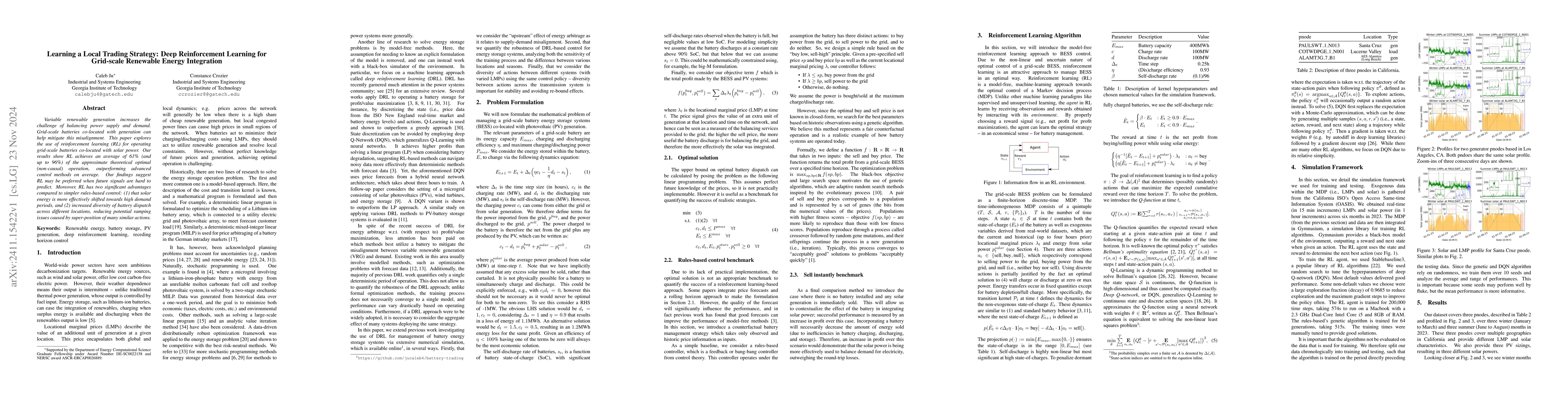 Thumbnail for Learning a local trading strategy: deep reinforcement learning for
  grid-scale renewable energy integration