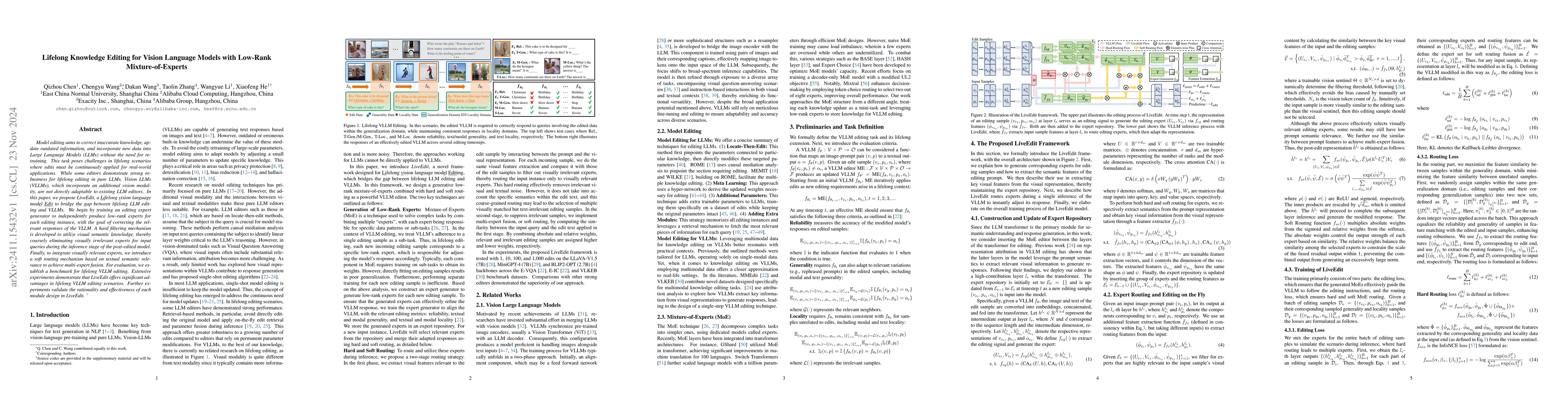 Thumbnail for Lifelong Knowledge Editing for Vision Language Models with Low-Rank
  Mixture-of-Experts