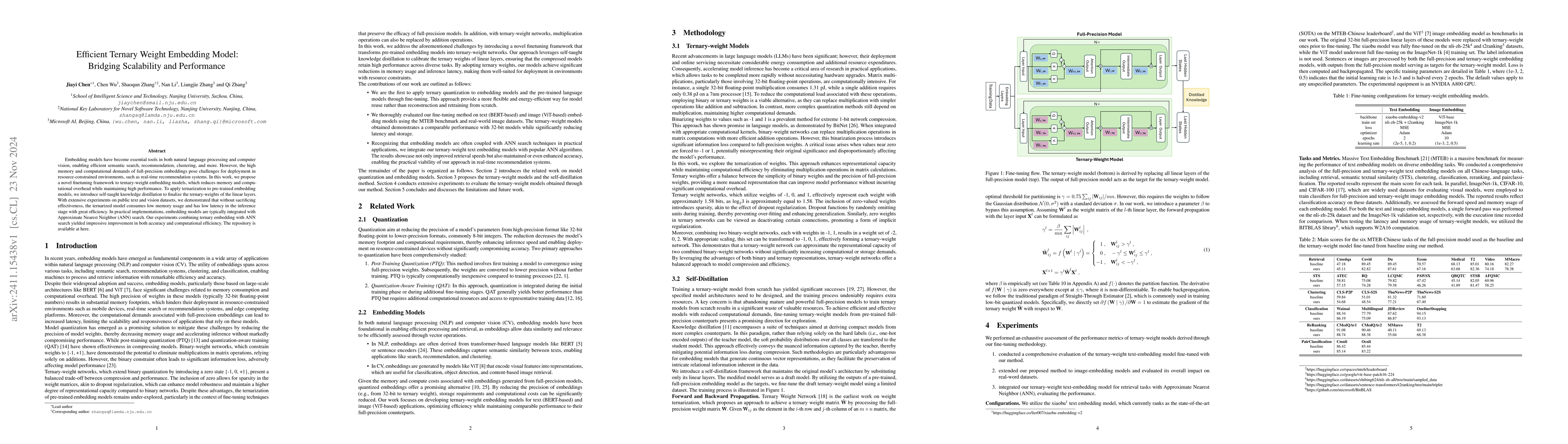 Thumbnail for Efficient Ternary Weight Embedding Model: Bridging Scalability and
  Performance