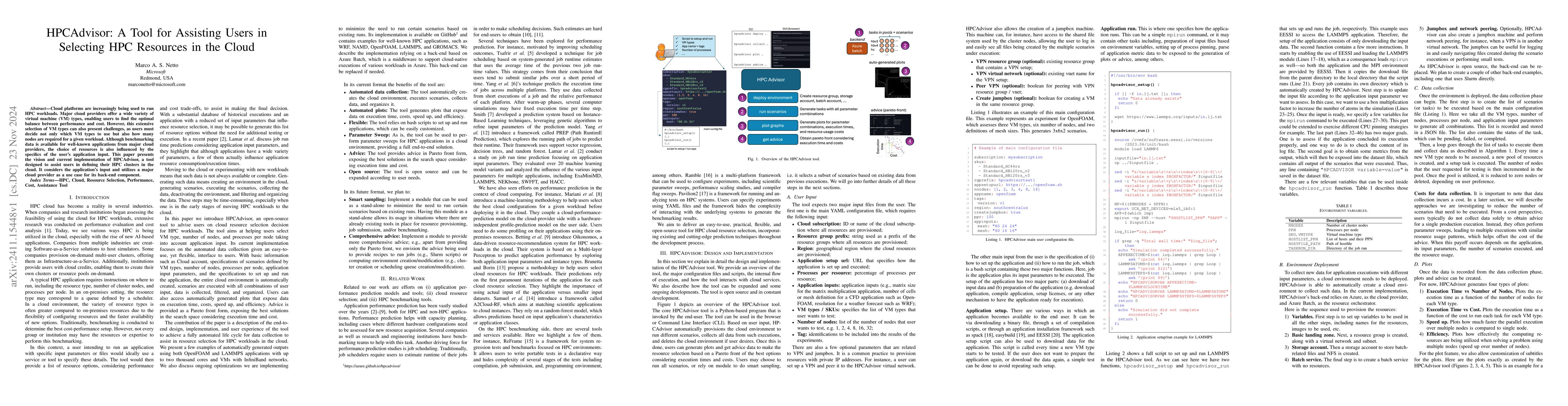 Thumbnail for HPCAdvisor: A Tool for Assisting Users in Selecting HPC Resources in the
  Cloud