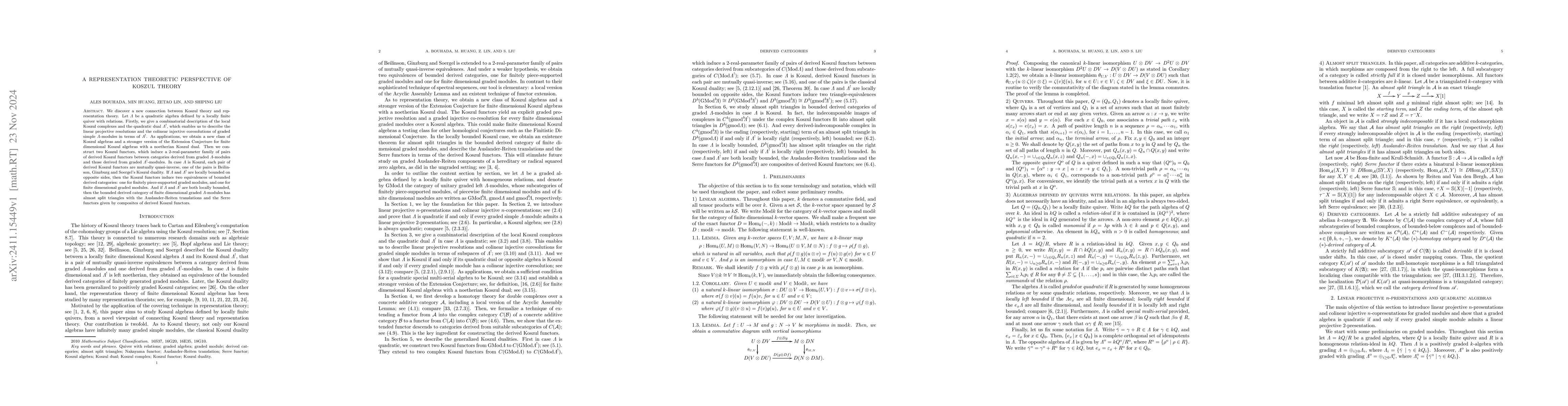Thumbnail for A Representation theoretic perspective of Koszul theory