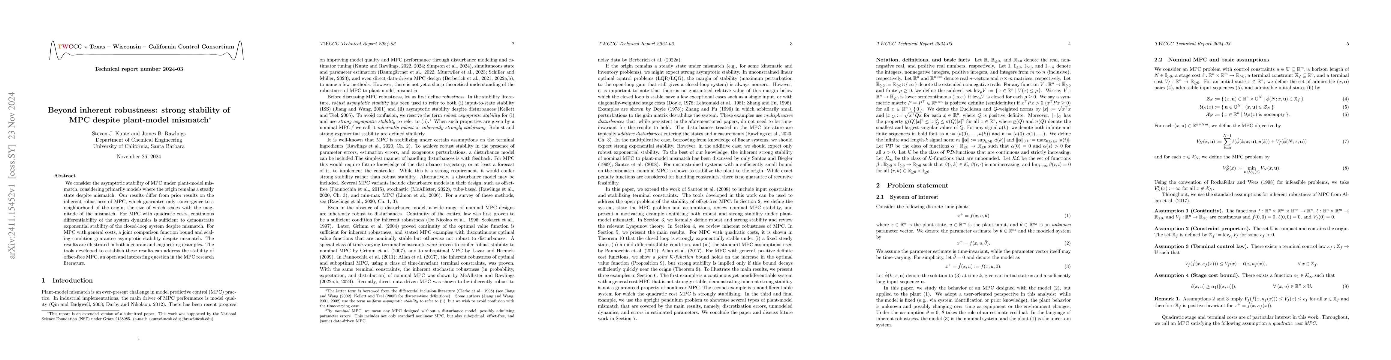 Thumbnail for Beyond inherent robustness: strong stability of MPC despite plant-model
  mismatch