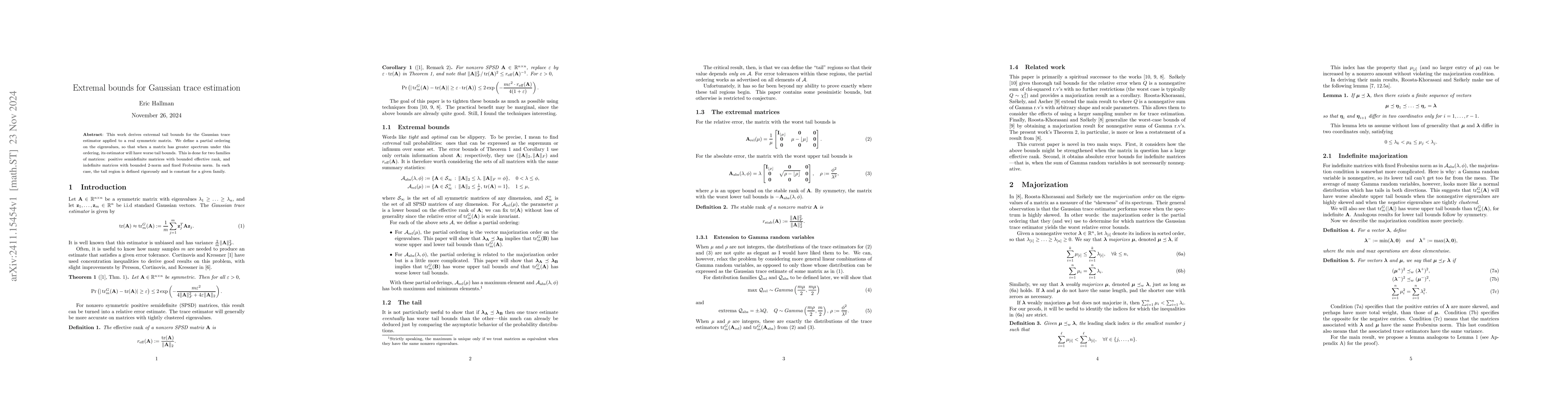 Thumbnail for Extremal bounds for Gaussian trace estimation