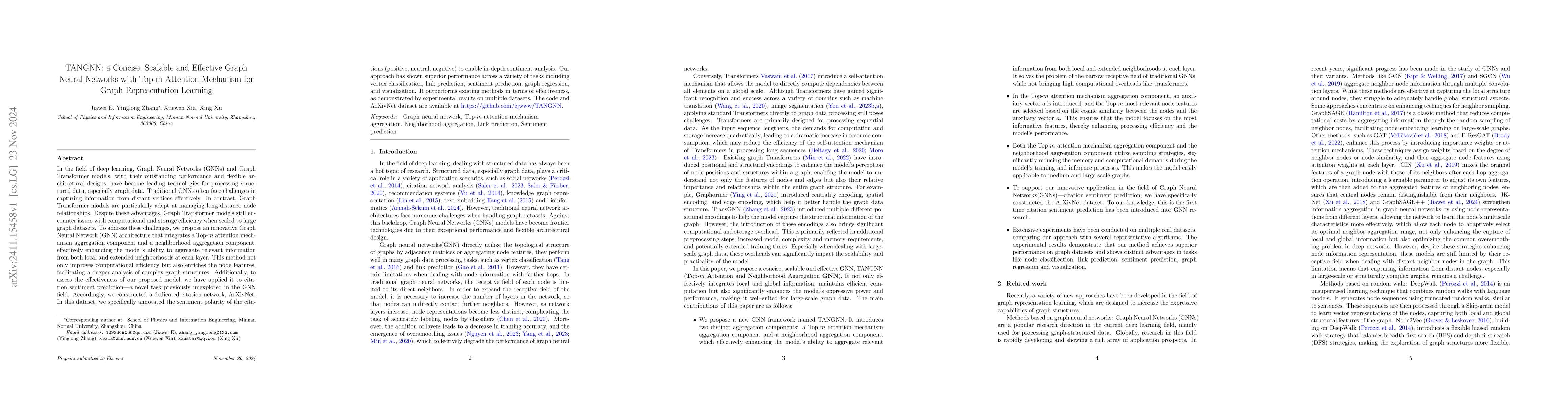 Thumbnail for TANGNN: a Concise, Scalable and Effective Graph Neural Networks with
  Top-m Attention Mechanism for Graph Representation Learning