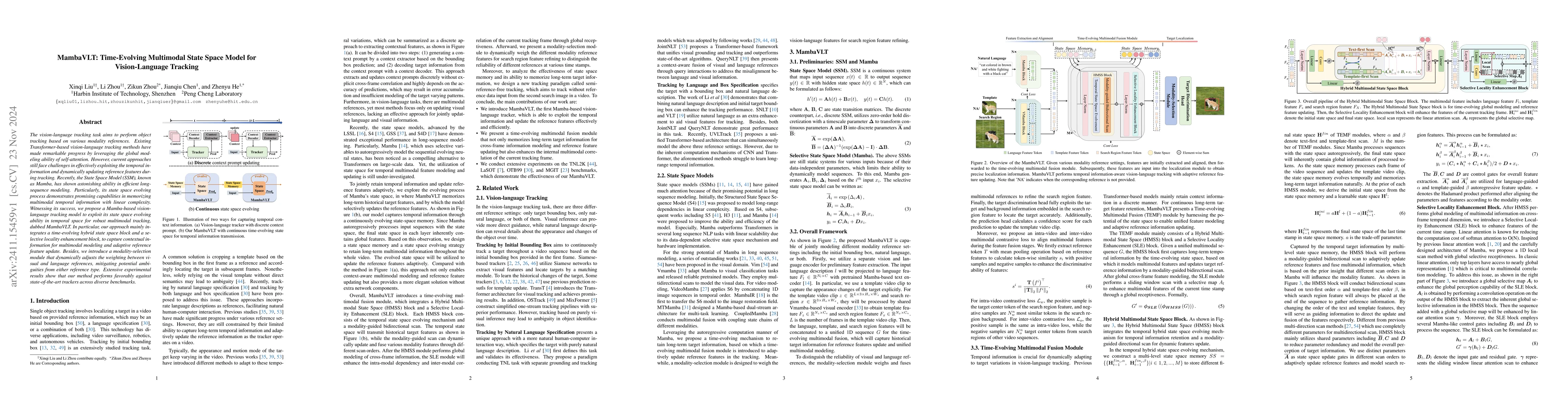 Thumbnail for MambaVLT: Time-Evolving Multimodal State Space Model for Vision-Language
  Tracking