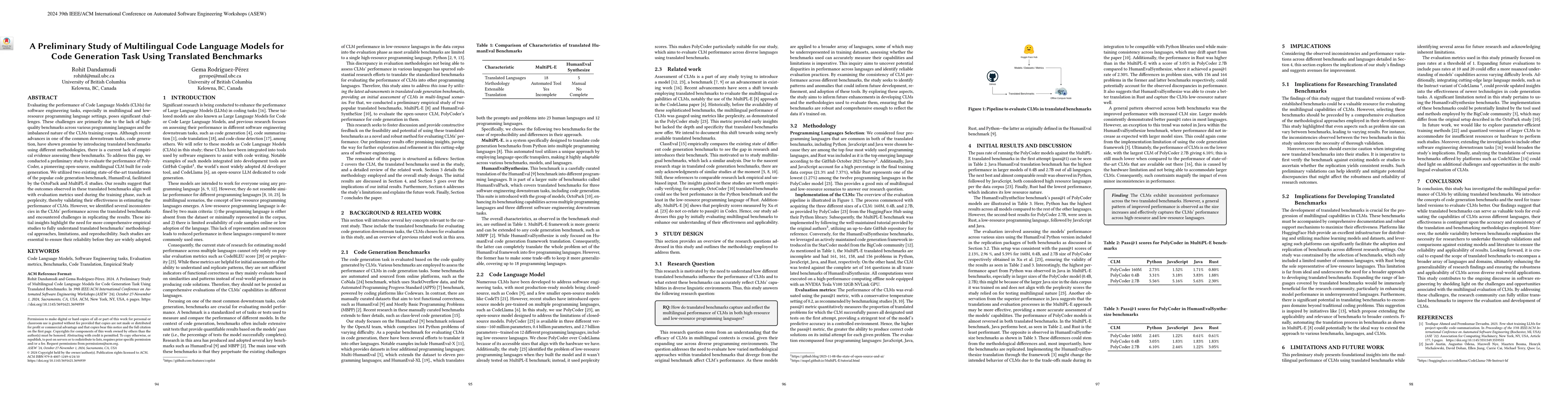 Thumbnail for A Preliminary Study of Multilingual Code Language Models for Code
  Generation Task Using Translated Benchmarks
