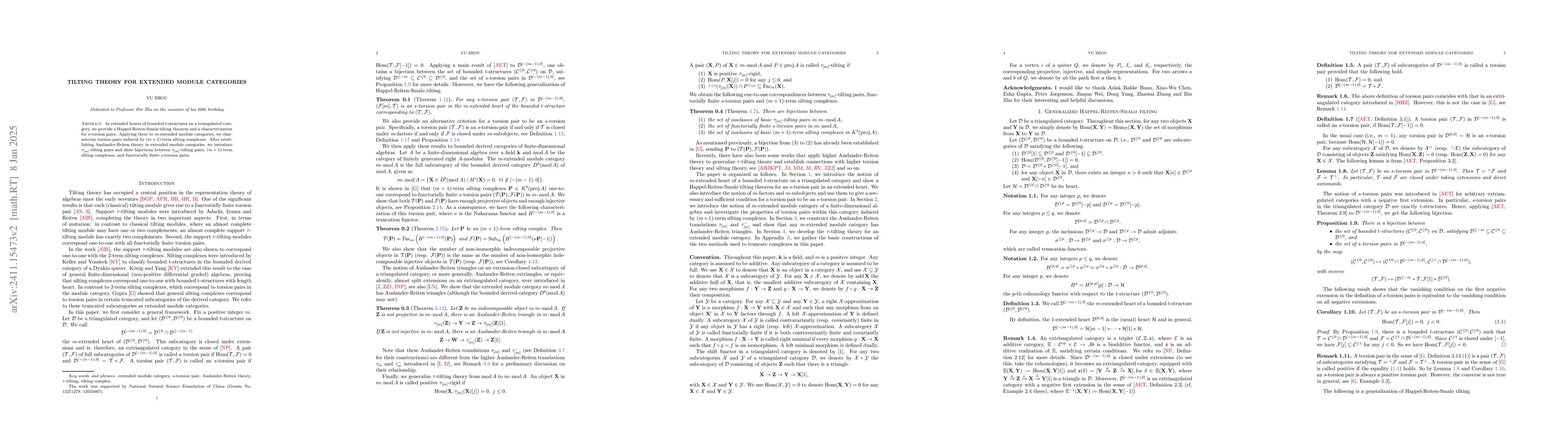 Thumbnail for Tilting theory for extended module categories