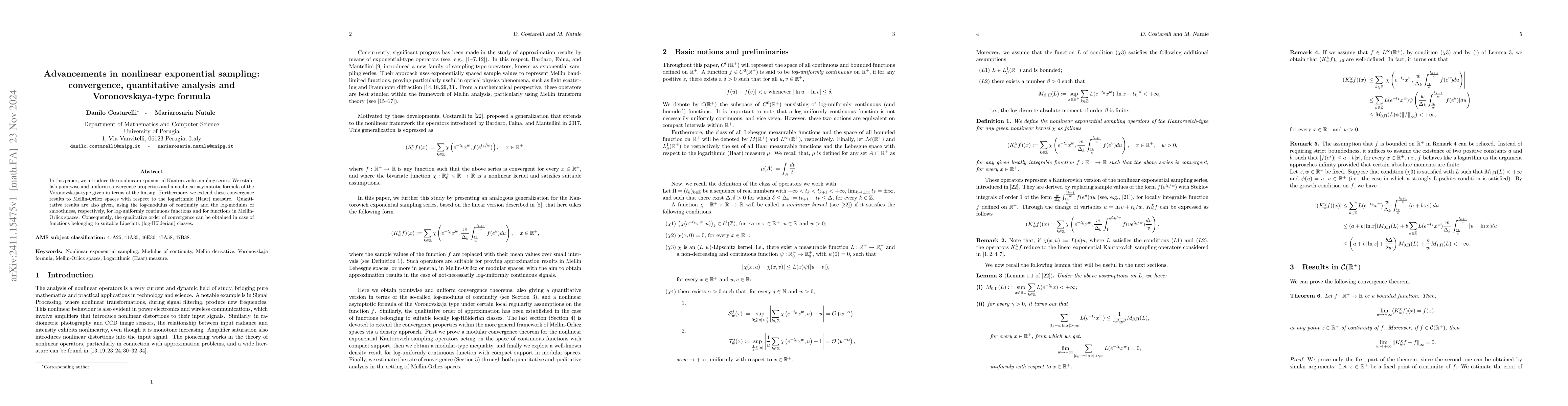 Thumbnail for Advancements in nonlinear exponential sampling: convergence,
  quantitative analysis and Voronovskaya-type formula