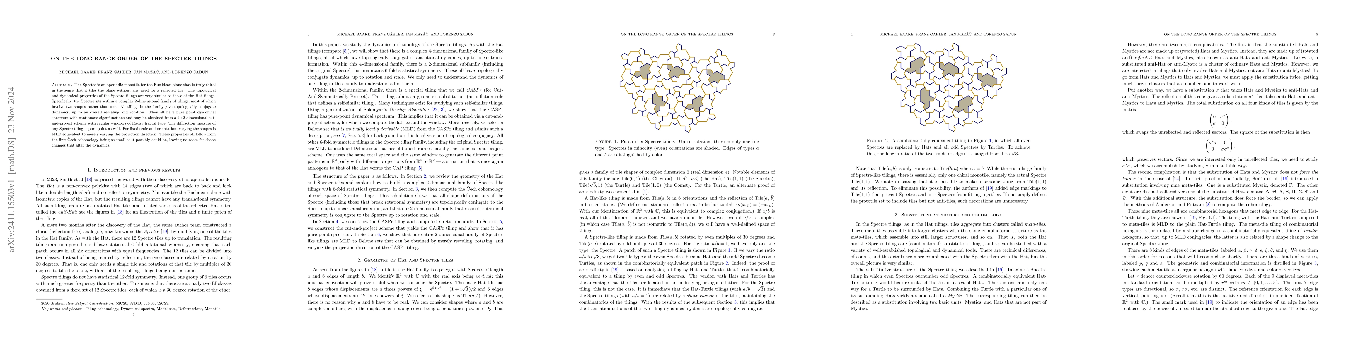Thumbnail for On the long-range order of the Spectre tilings