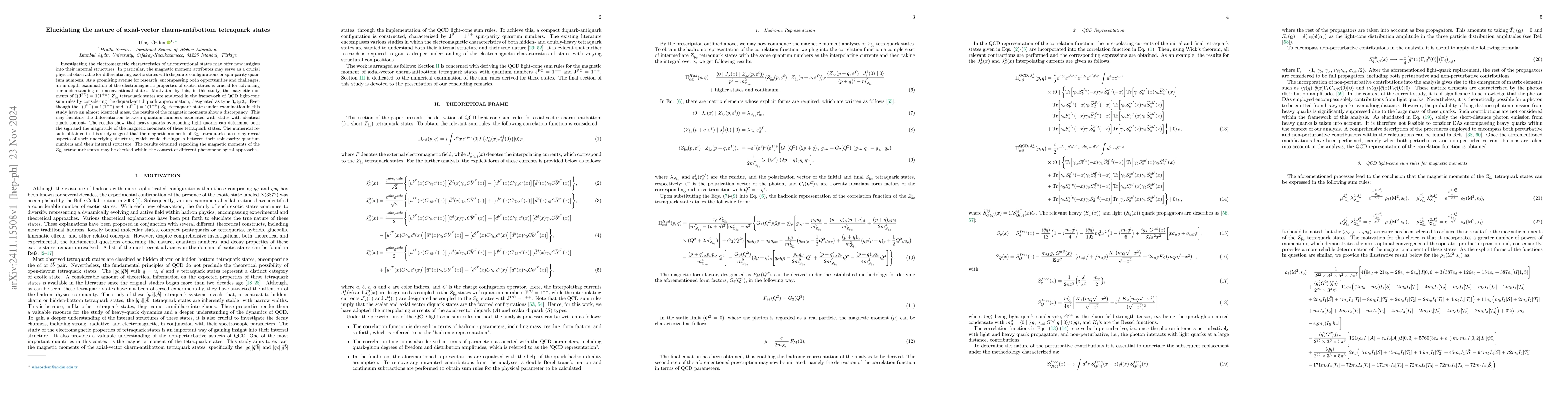 Thumbnail for Elucidating the nature of axial-vector charm-antibottom tetraquark
  states