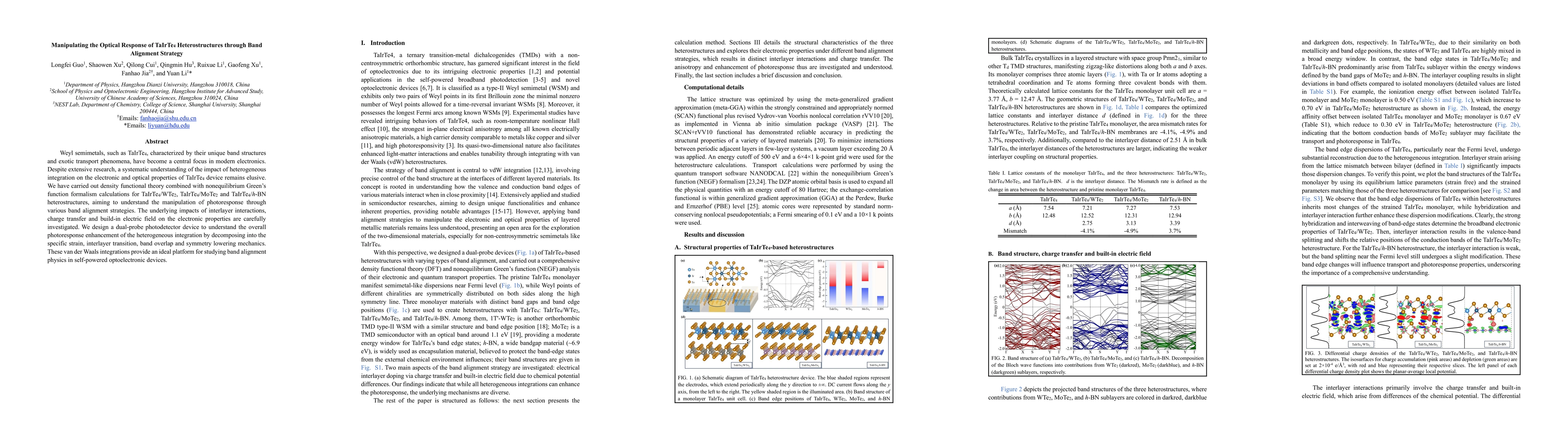 Thumbnail for Manipulating the Optical Response of TaIrTe4 Heterostructures through
  Band Alignment Strategy
