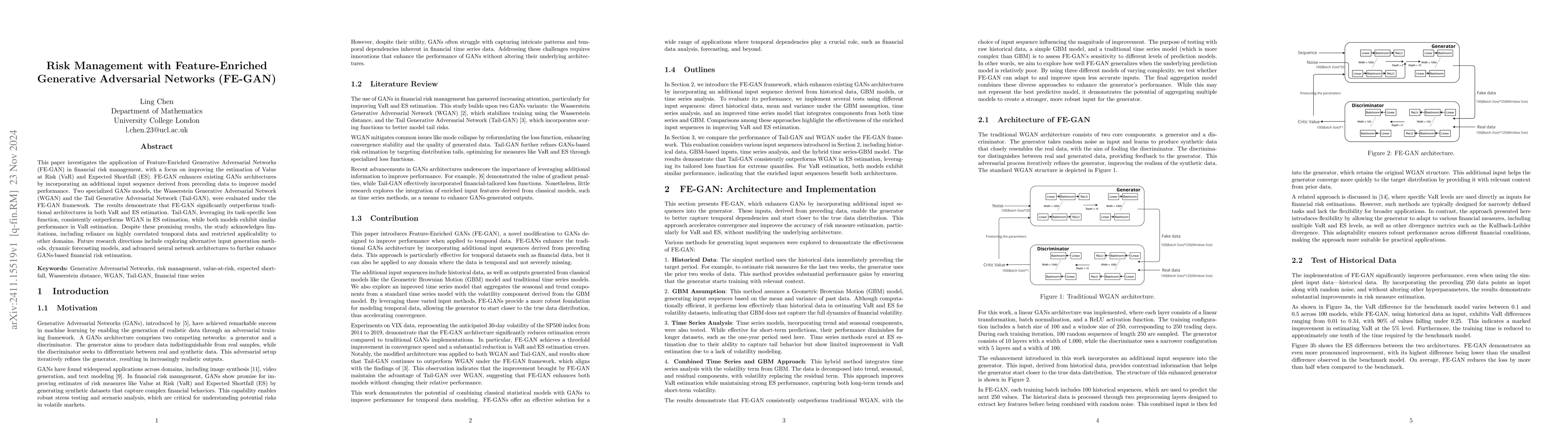 Thumbnail for Risk Management with Feature-Enriched Generative Adversarial Networks
  (FE-GAN)