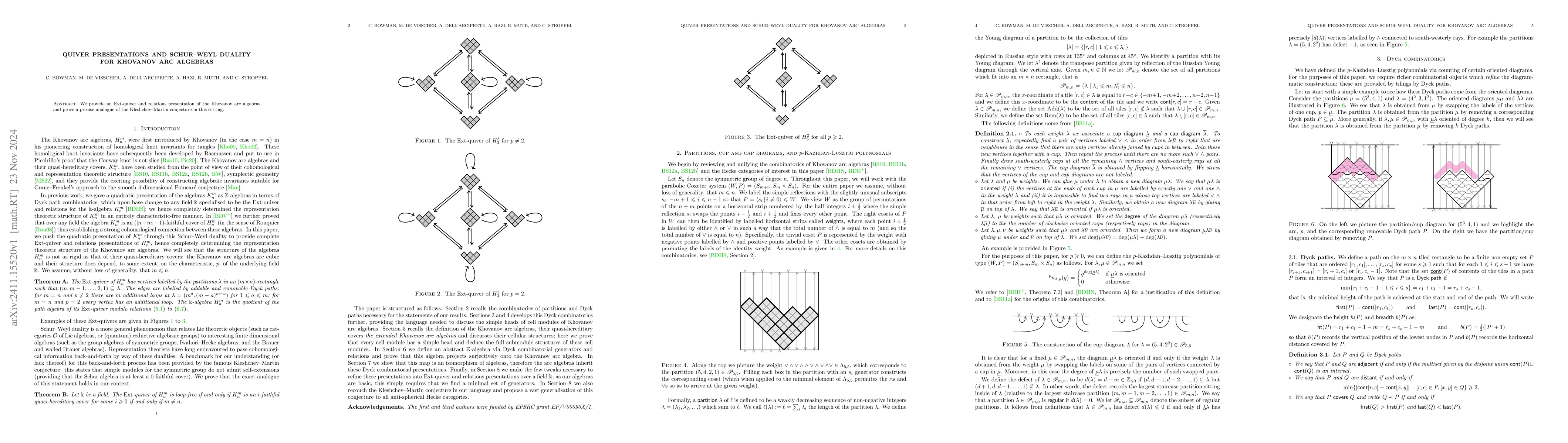 Thumbnail for Quiver presentations and Schur--Weyl duality for Khovanov arc algebras