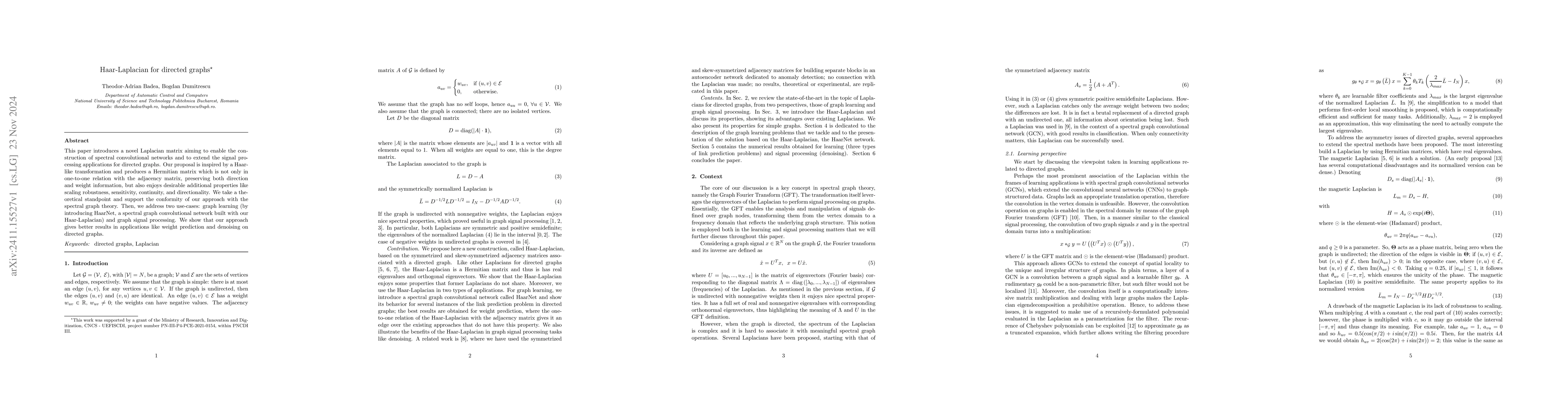 Thumbnail for Haar-Laplacian for directed graphs