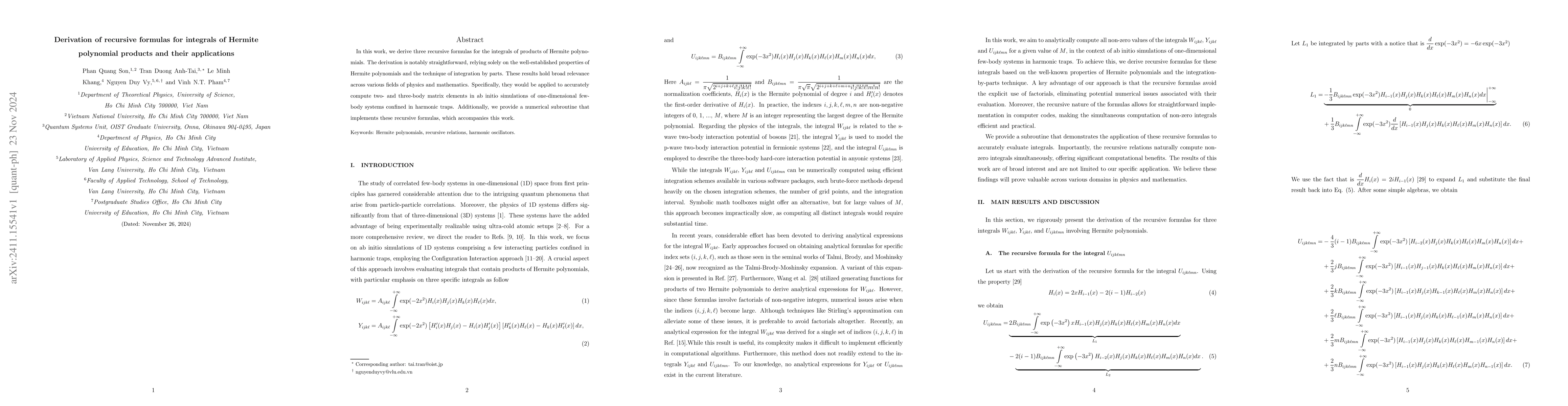 Thumbnail for Derivation of recursive formulas for integrals of Hermite polynomial
  products and their applications