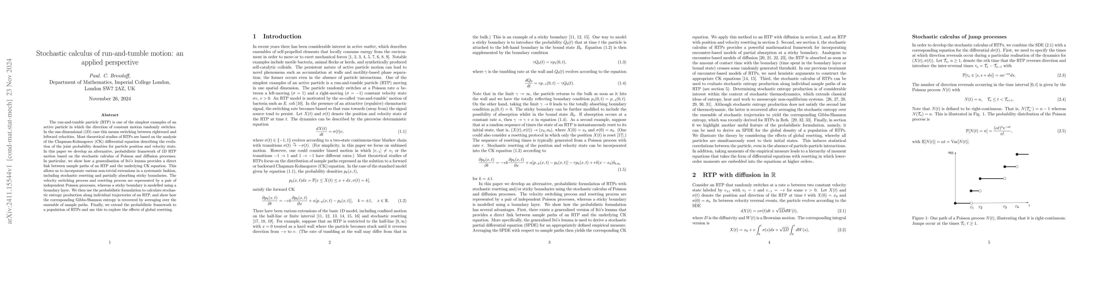 Thumbnail for Stochastic calculus of run-and-tumble motion: an applied perspective
