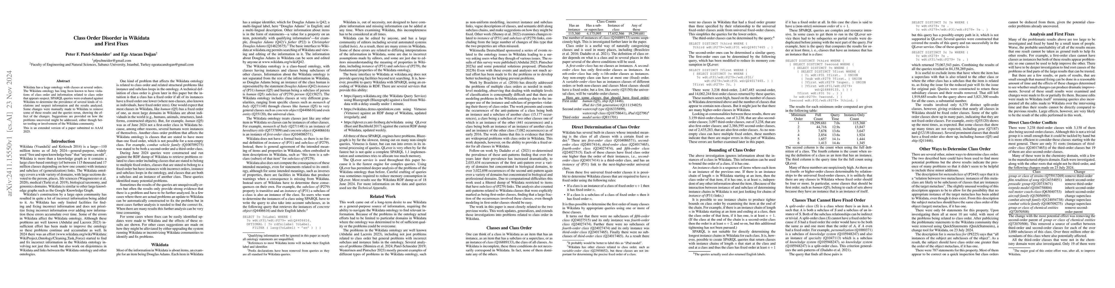 Thumbnail for Class Order Disorder in Wikidata and First Fixes