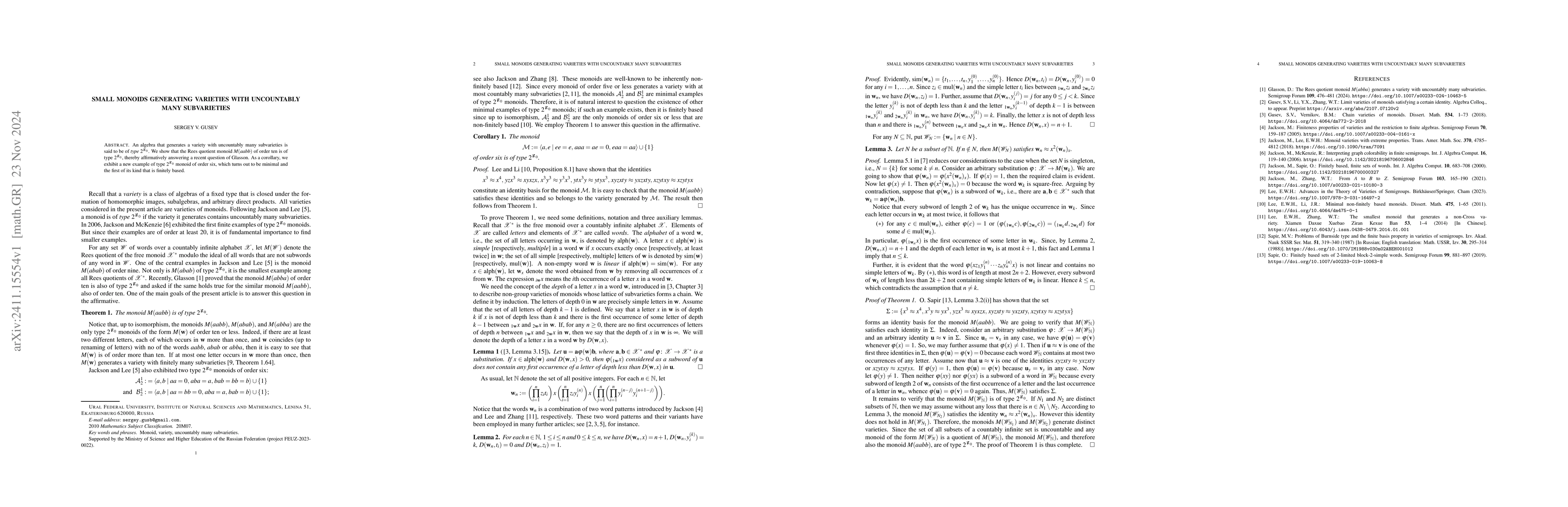 Thumbnail for Small monoids generating varieties with uncountably many subvarieties