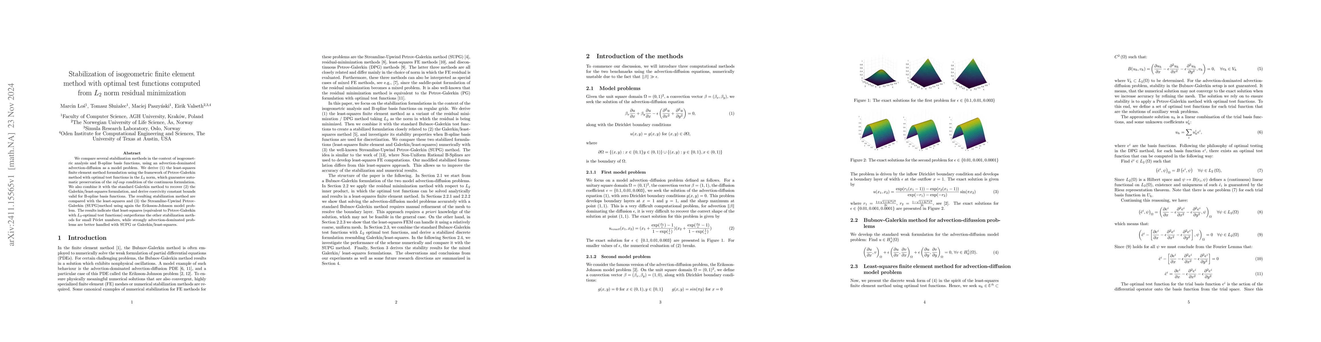 Thumbnail for Stabilization of isogeometric finite element method with optimal test
  functions computed from $L_2$ norm residual minimization