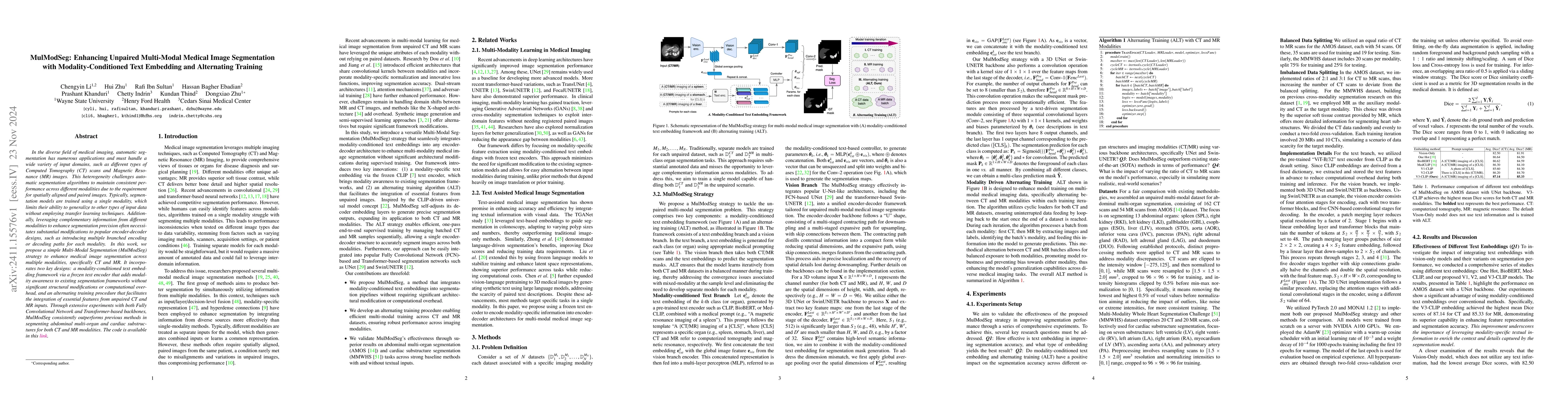 Thumbnail for MulModSeg: Enhancing Unpaired Multi-Modal Medical Image Segmentation
  with Modality-Conditioned Text Embedding and Alternating Training