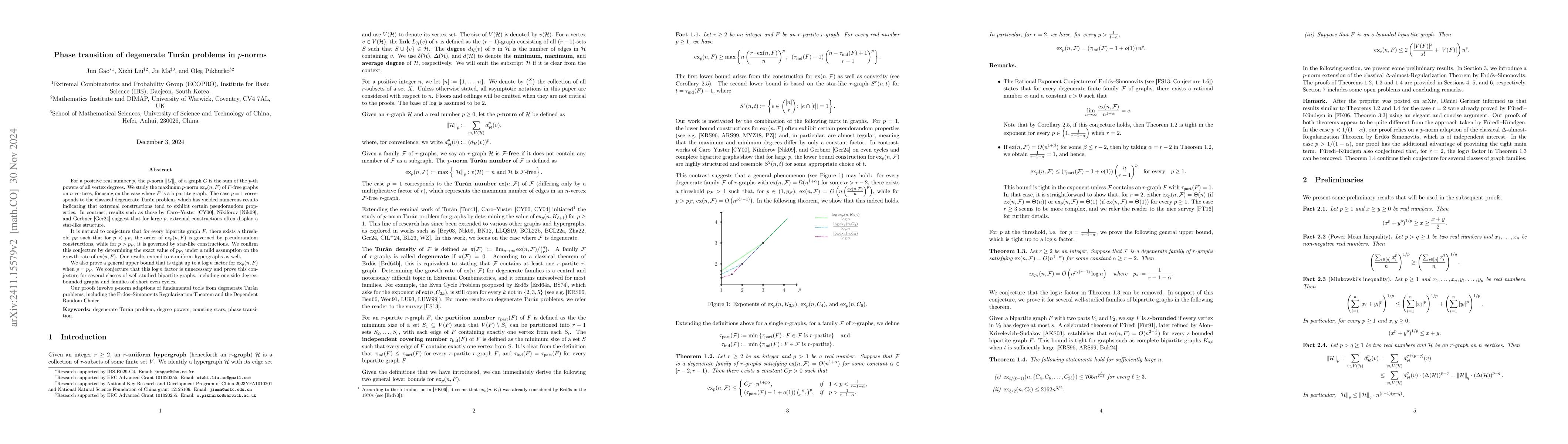 Thumbnail for Phase transition of degenerate Turán problems in $p$-norms