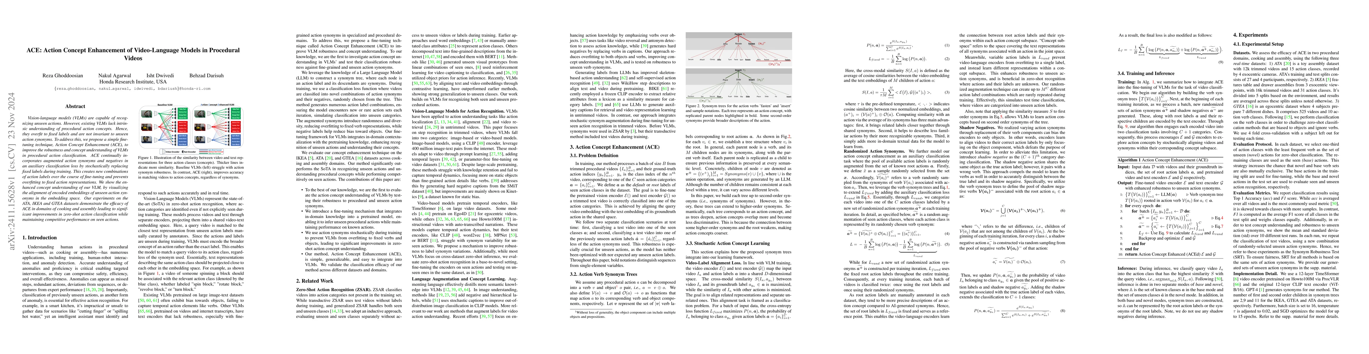 Thumbnail for ACE: Action Concept Enhancement of Video-Language Models in Procedural
  Videos