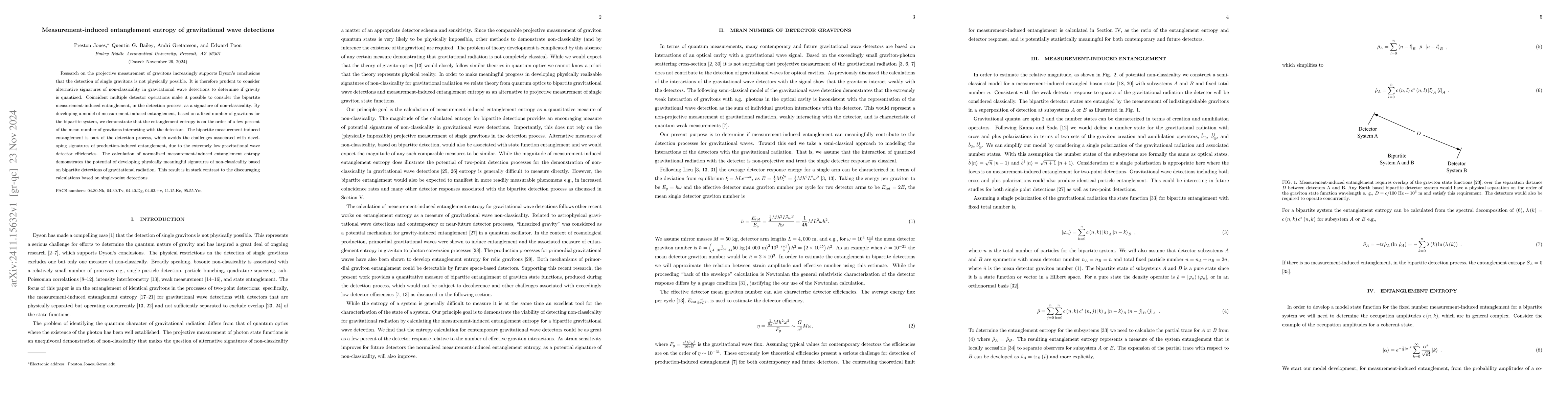 Thumbnail for Measurement-induced entanglement entropy of gravitational wave
  detections