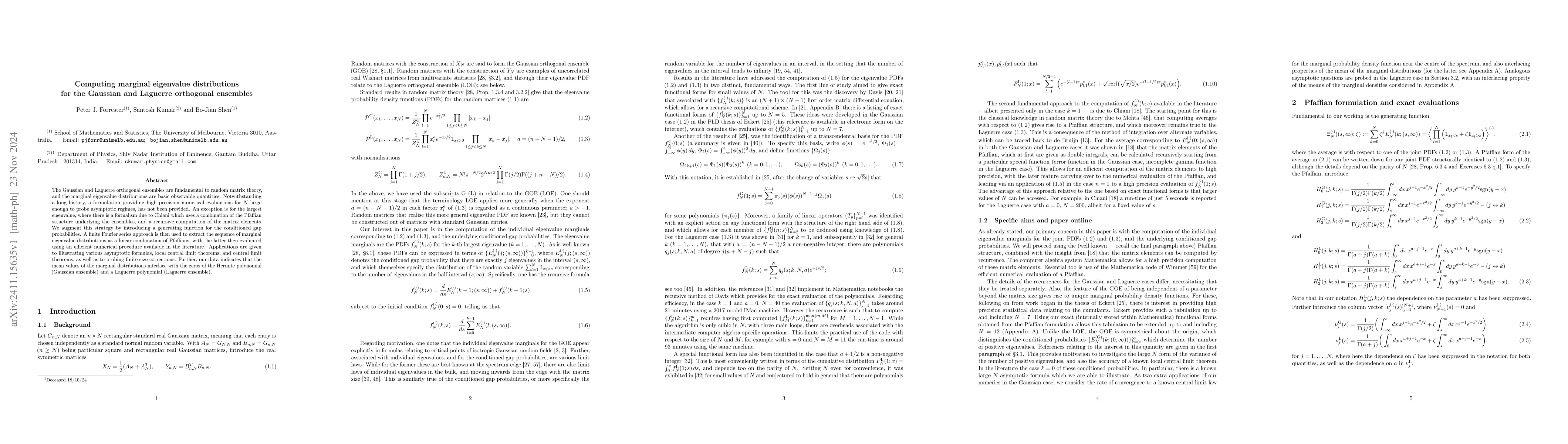 Thumbnail for Computing marginal eigenvalue distributions for the Gaussian and
  Laguerre orthogonal ensembles