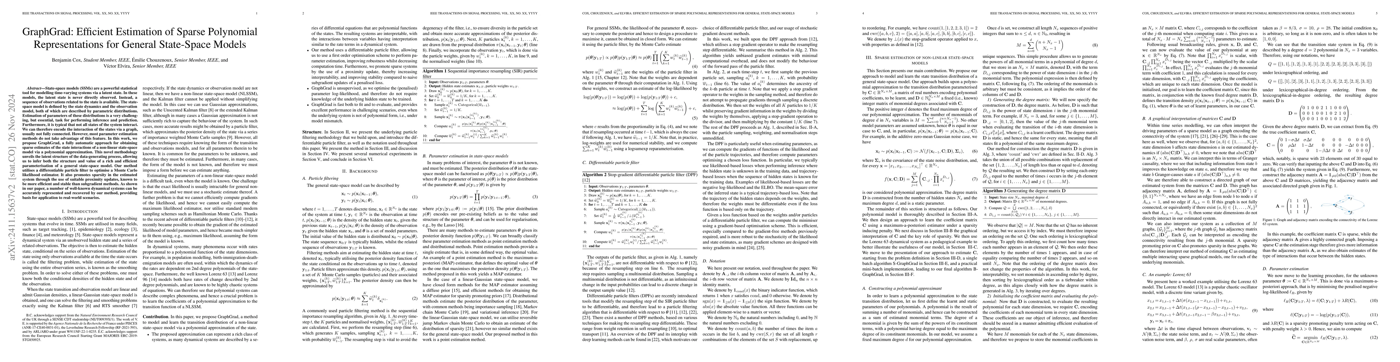 Thumbnail for GraphGrad: Efficient Estimation of Sparse Polynomial Representations for
  General State-Space Models