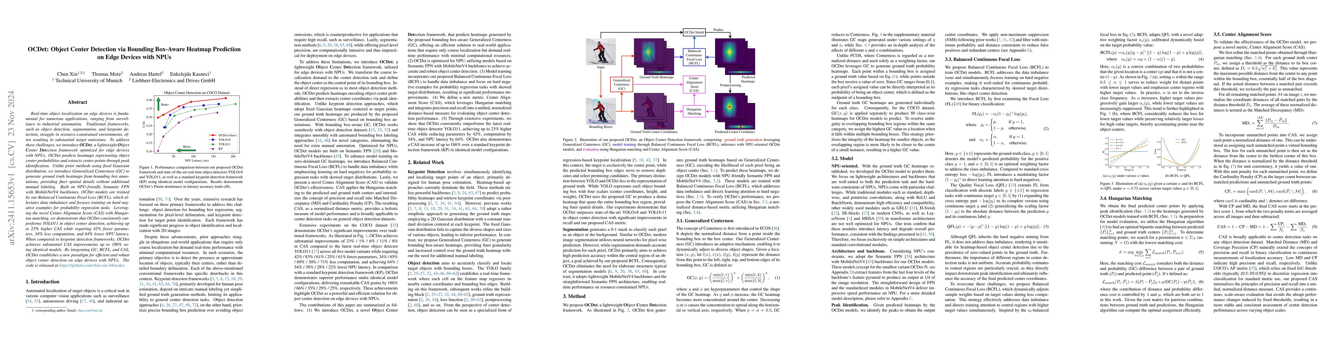 Thumbnail for OCDet: Object Center Detection via Bounding Box-Aware Heatmap Prediction
  on Edge Devices with NPUs