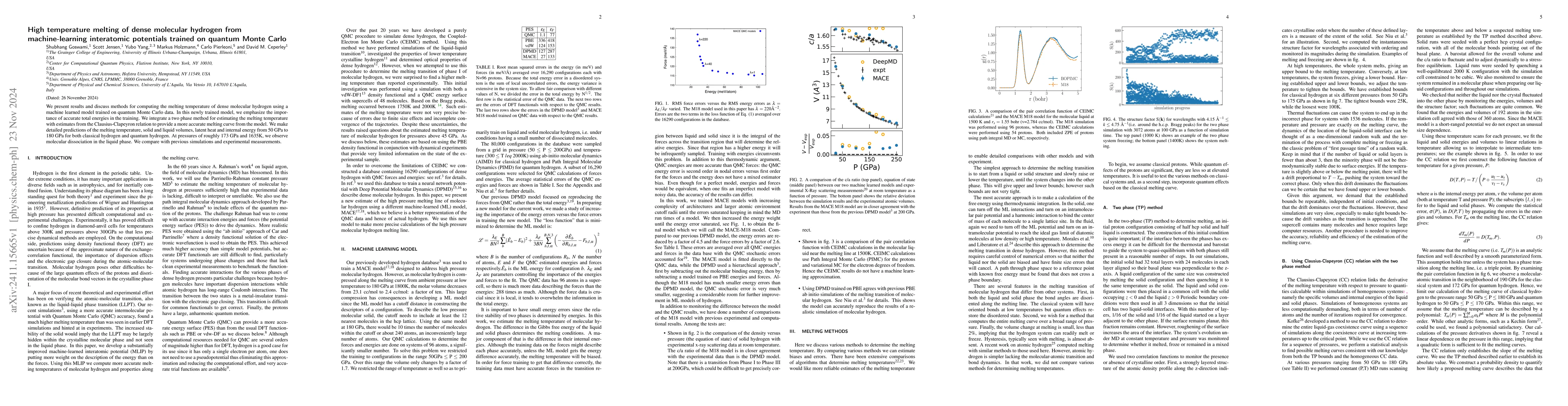 Thumbnail for High temperature melting of dense molecular hydrogen from
  machine-learning interatomic potentials trained on quantum Monte Carlo