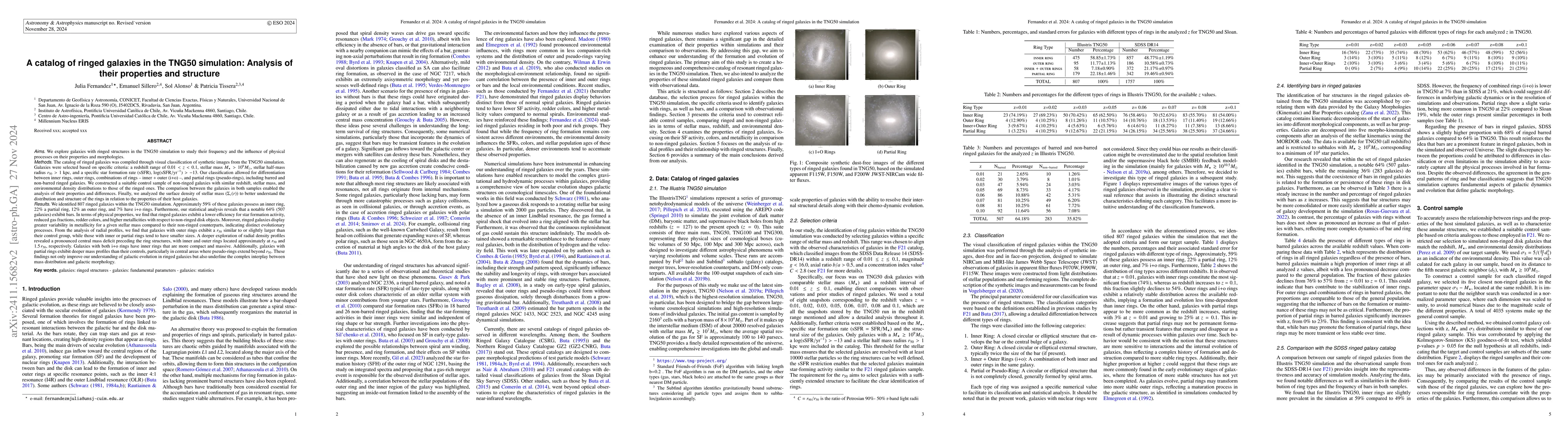 Thumbnail for A catalog of ringed galaxies in the TNG50 simulation: Analysis of their
  properties and structure