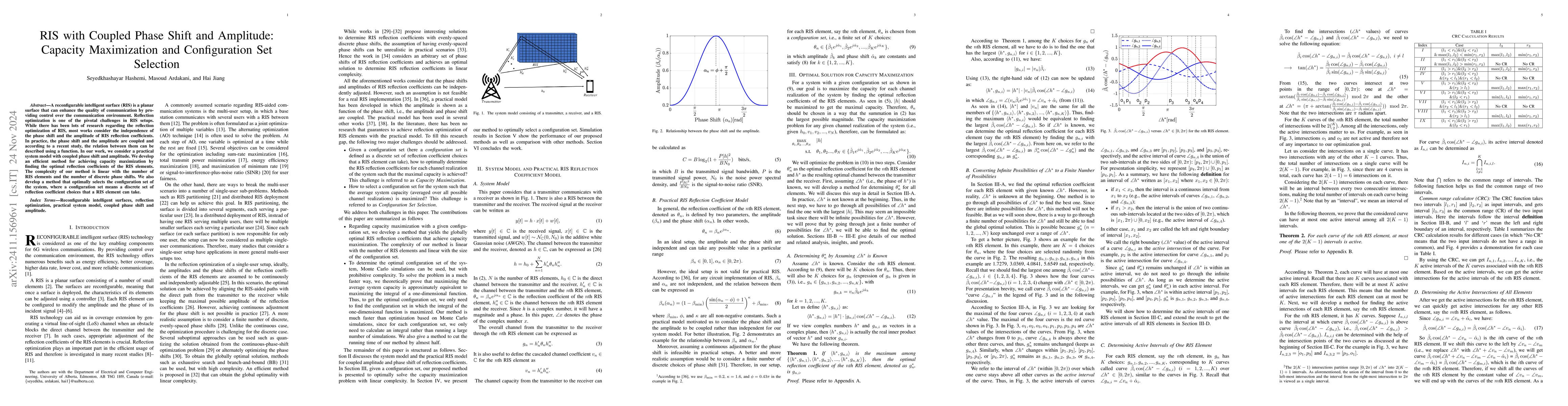 Thumbnail for RIS with Coupled Phase Shift and Amplitude: Capacity Maximization and
  Configuration Set Selection