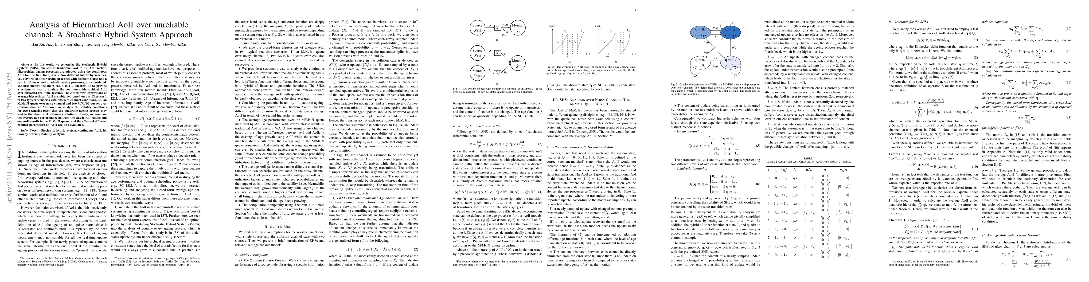 Thumbnail for Analysis of Hierarchical AoII over unreliable channel: A Stochastic
  Hybrid System Approach