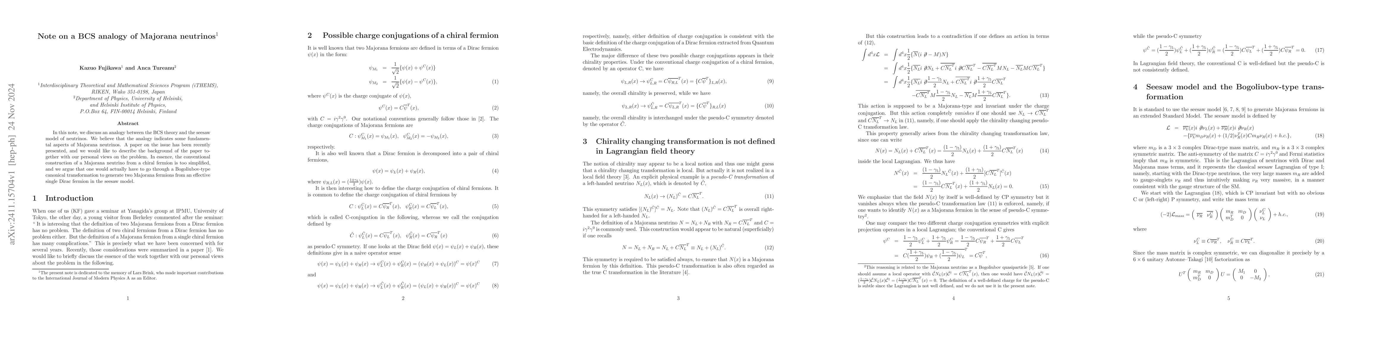 Thumbnail for Note on a BCS analogy of Majorana neutrinos