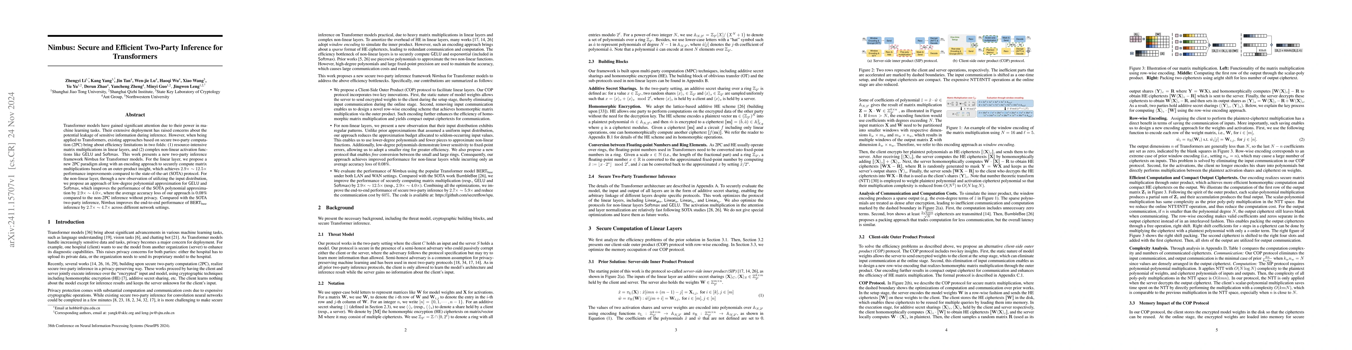 Thumbnail for Nimbus: Secure and Efficient Two-Party Inference for Transformers