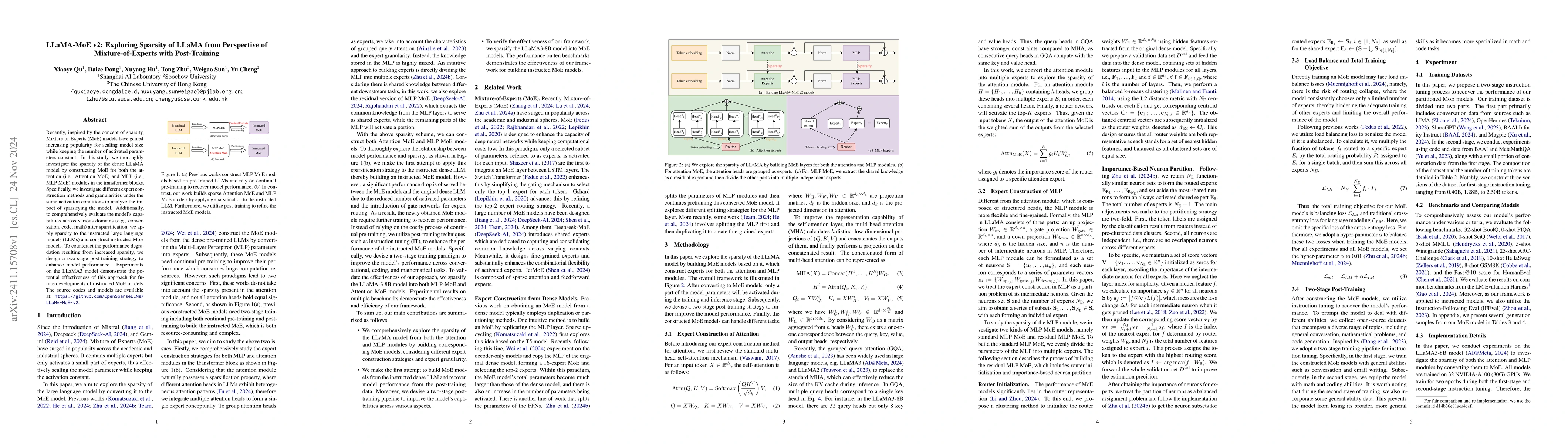 Thumbnail for LLaMA-MoE v2: Exploring Sparsity of LLaMA from Perspective of
  Mixture-of-Experts with Post-Training