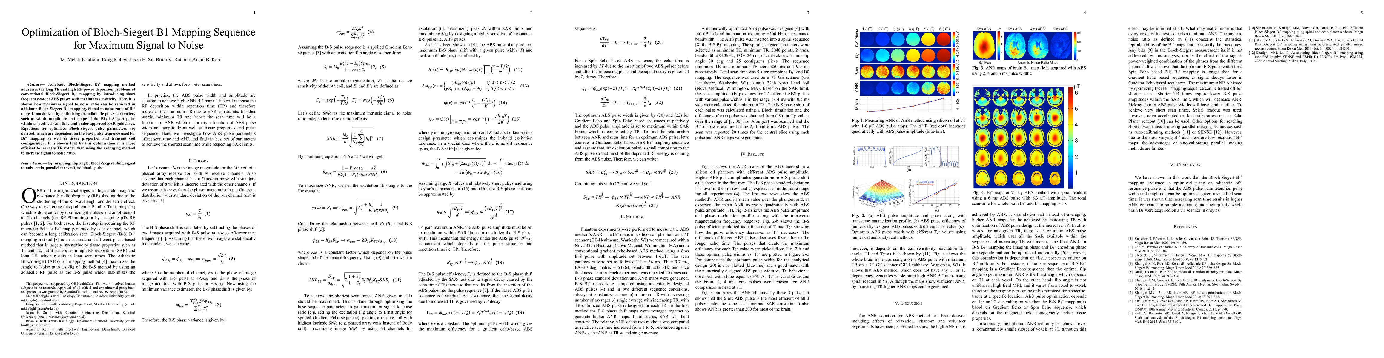 Thumbnail for Optimization of Bloch-Siegert B1 Mapping Sequence for Maximum Signal to
  Noise
