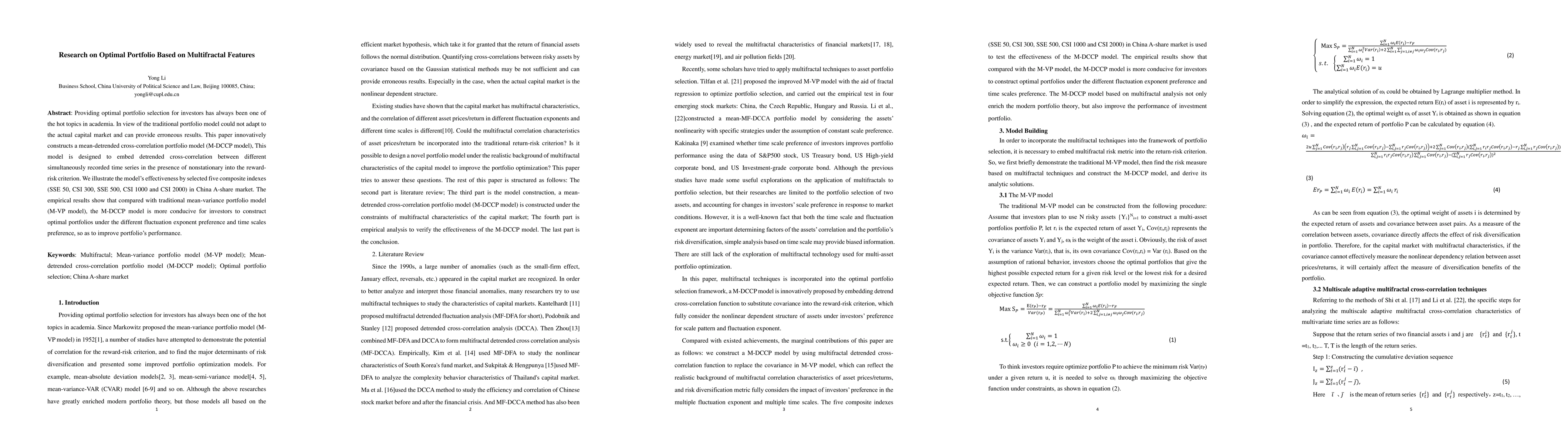 Thumbnail for Research on Optimal Portfolio Based on Multifractal Features