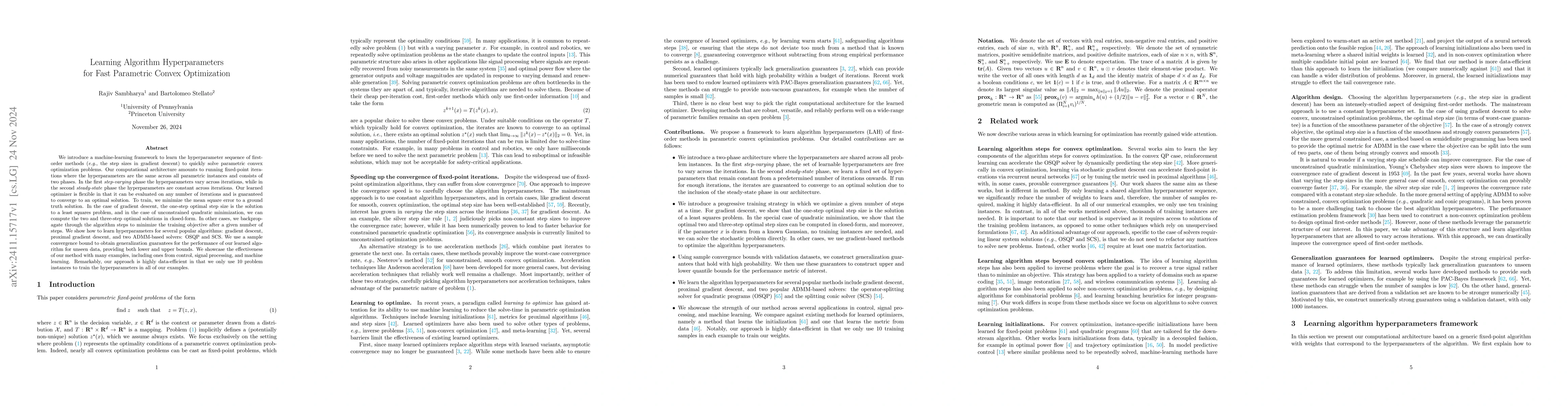 Thumbnail for Learning Algorithm Hyperparameters for Fast Parametric Convex
  Optimization