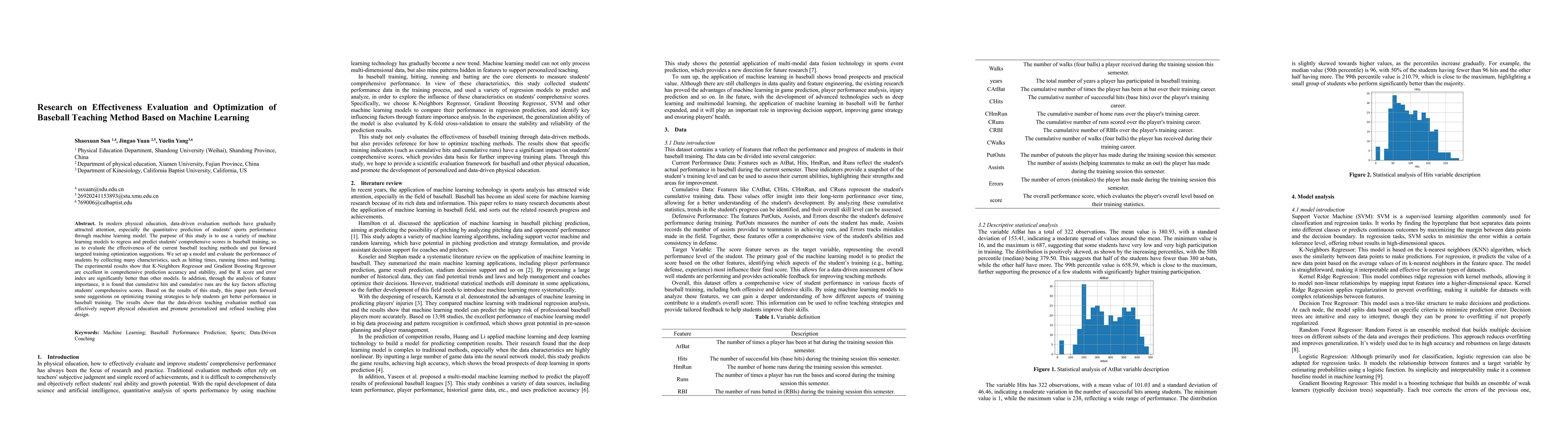 Thumbnail for Research on Effectiveness Evaluation and Optimization of Baseball
  Teaching Method Based on Machine Learning