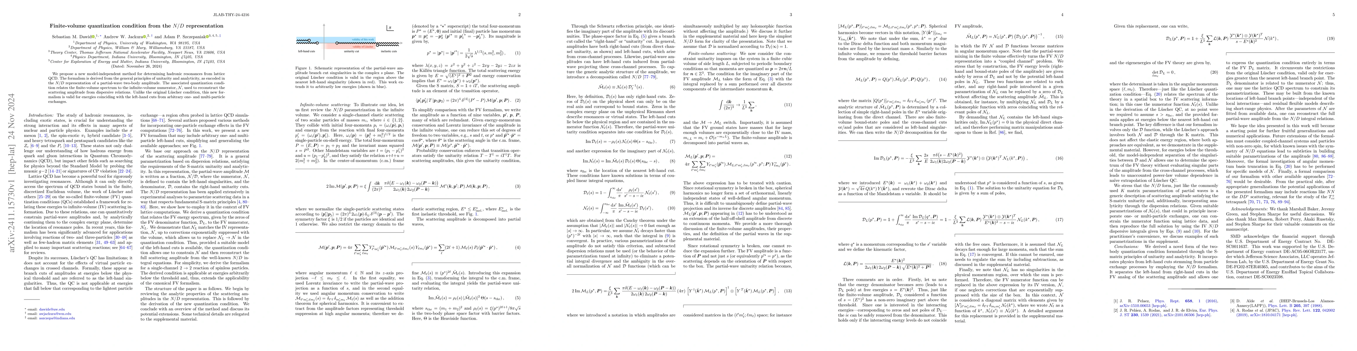 Thumbnail for Finite-volume quantization condition from the $N/D$ representation