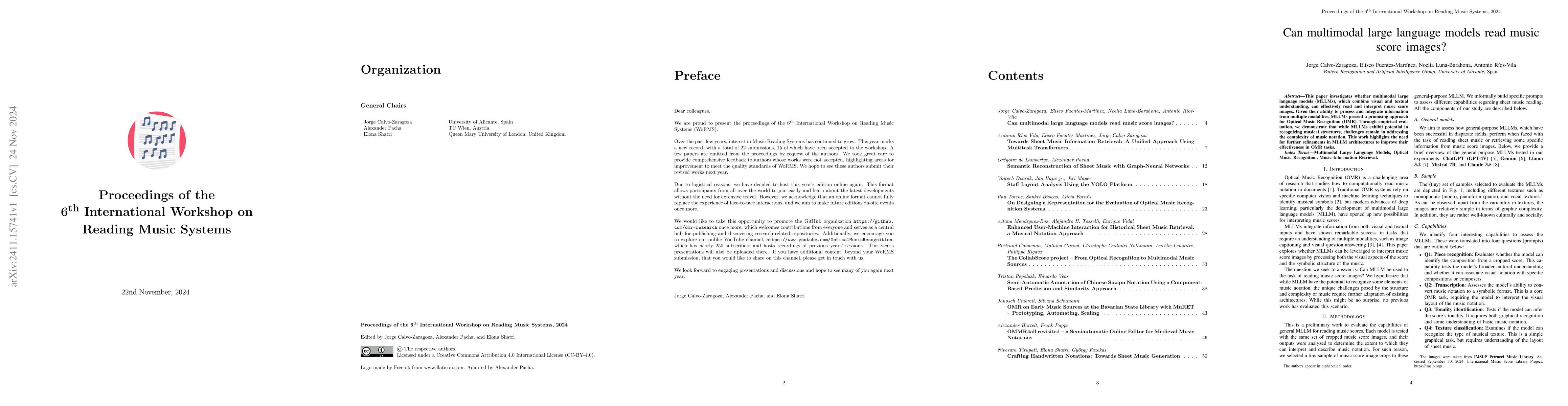 Thumbnail for Proceedings of the 6th International Workshop on Reading Music Systems