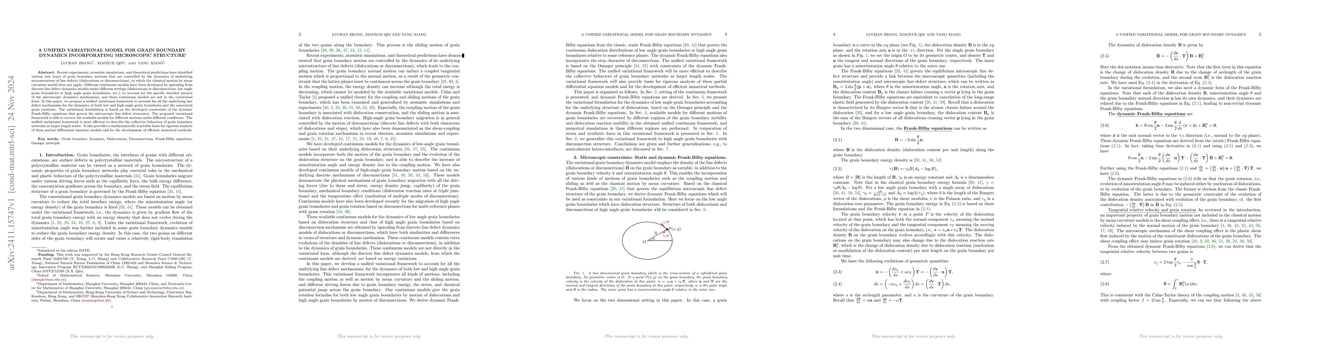 Thumbnail for A unified variational model for grain boundary dynamics incorporating
  microscopic structure