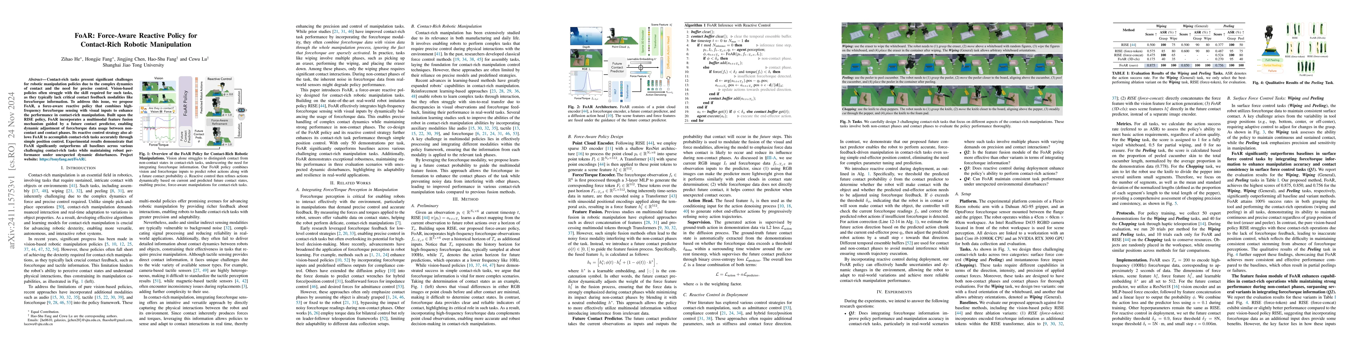 Thumbnail for FoAR: Force-Aware Reactive Policy for Contact-Rich Robotic Manipulation