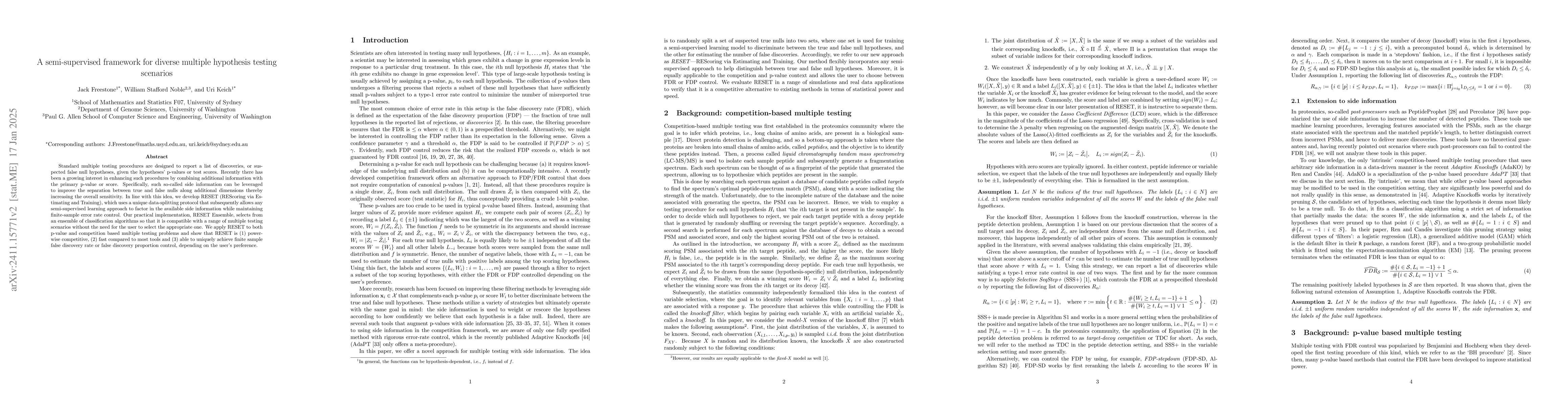 Thumbnail for A flexible and general semi-supervised approach to multiple hypothesis
  testing