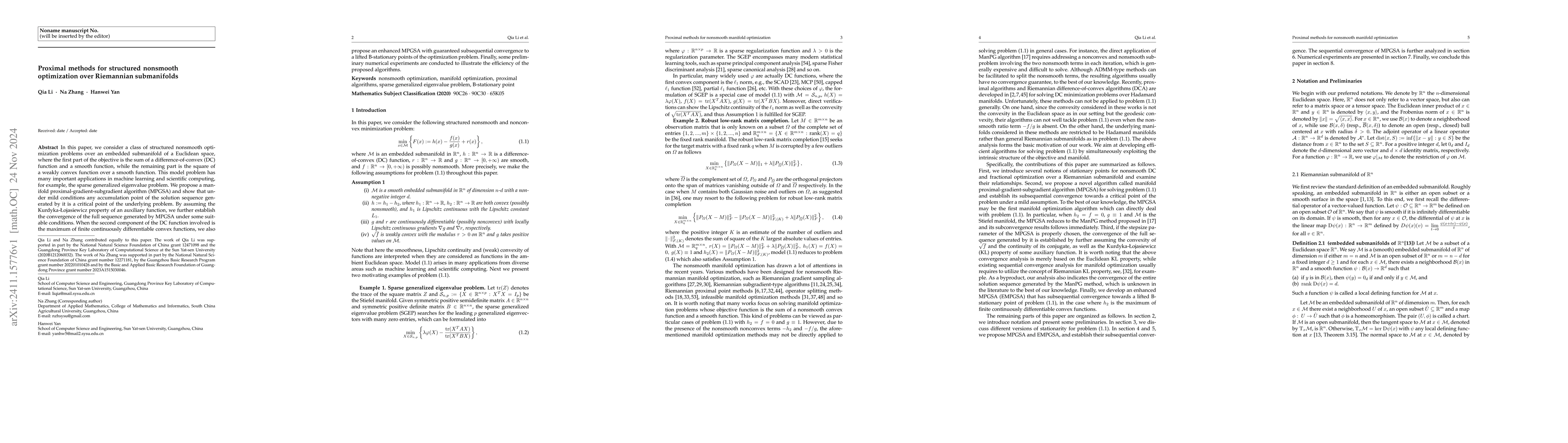 Thumbnail for Proximal methods for structured nonsmooth optimization over Riemannian
  submanifolds