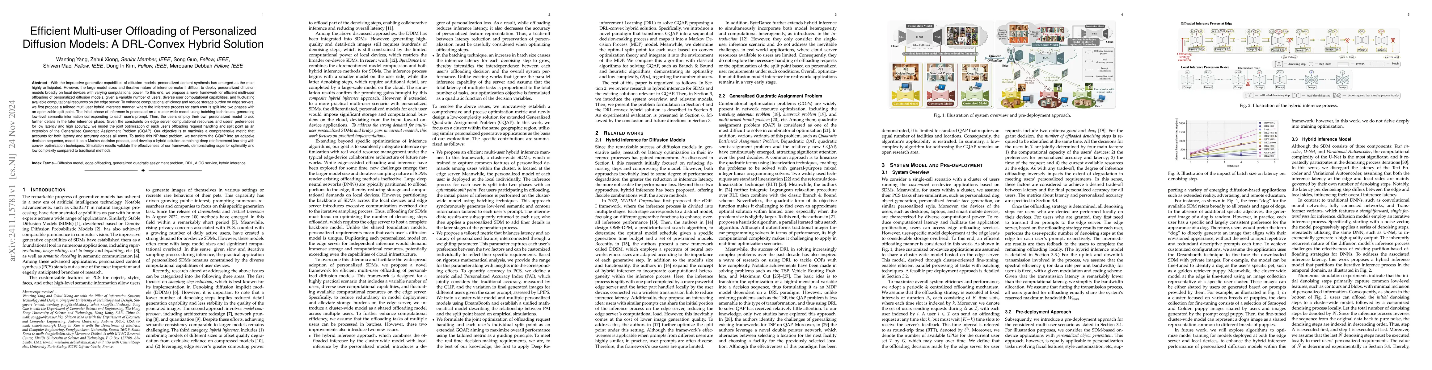 Thumbnail for Efficient Multi-user Offloading of Personalized Diffusion Models: A
  DRL-Convex Hybrid Solution
