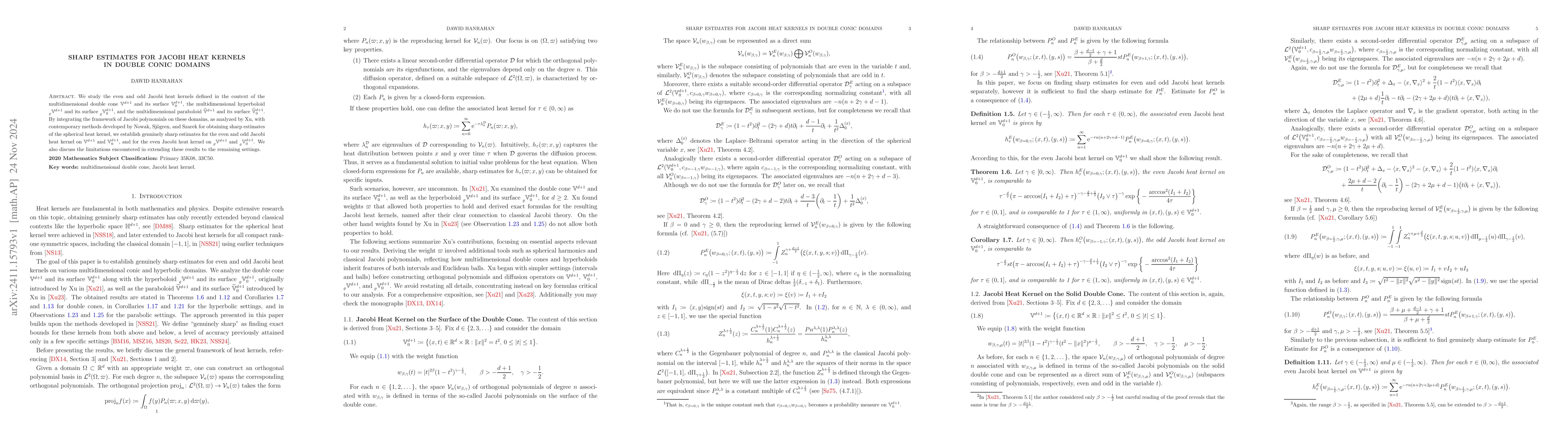 Thumbnail for Sharp estimates for Jacobi heat kernels in double conic domains