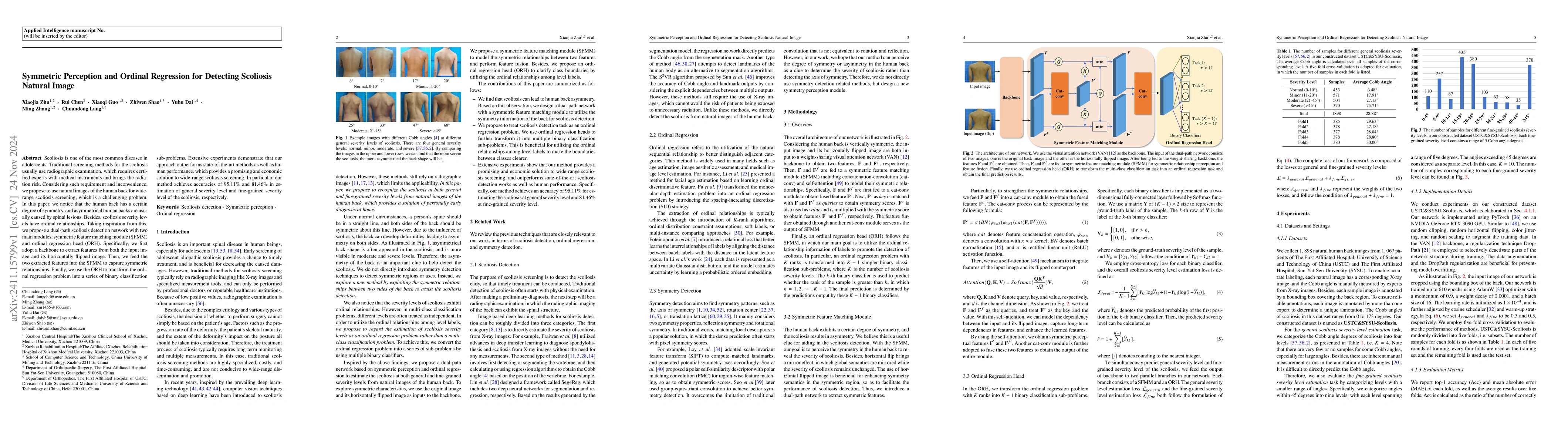 Thumbnail for Symmetric Perception and Ordinal Regression for Detecting Scoliosis
  Natural Image